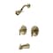 Kingston Brass KB667NDL Two-Handle Tub and Shower Faucet with Volume Control, Brushed Brass KB667NDL - alternate 1